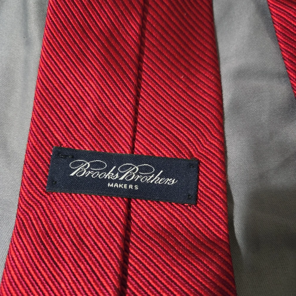 Brooks Brothers Makers Red Orange Black Bias Stripes Silk Necktie USA Made